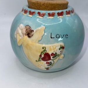 Russ Ceramic Love Jar with Cork Lid - Blue and Red